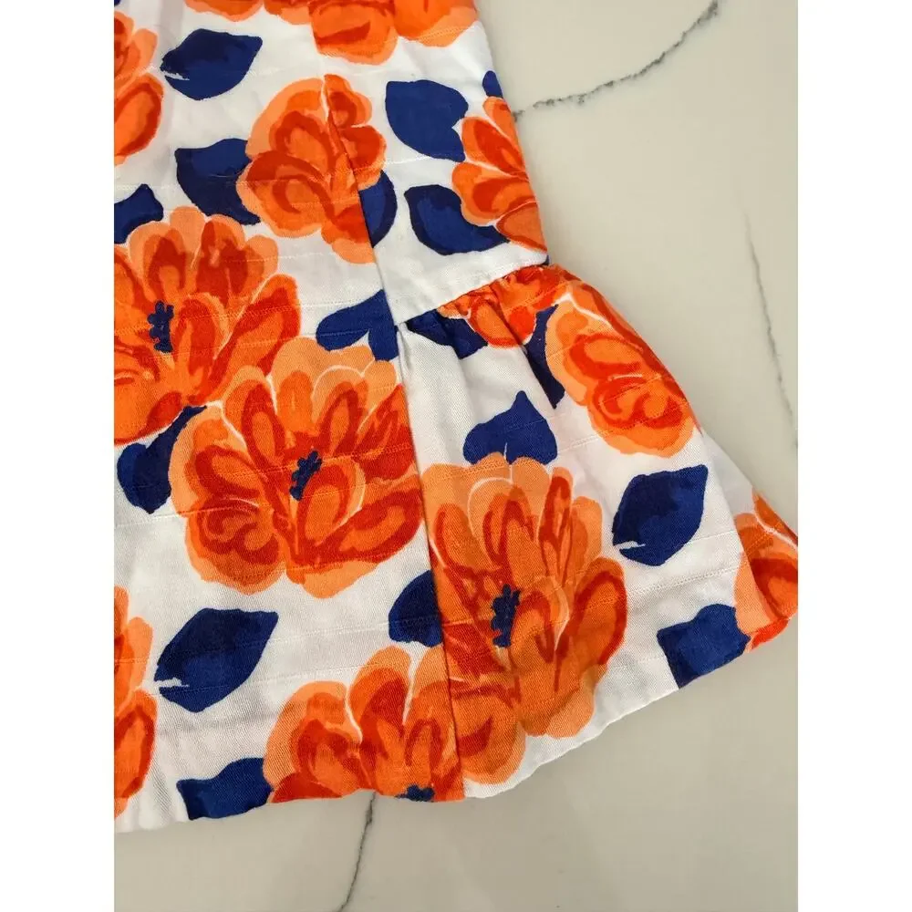 Janie and Jack Girls Floral Slub Cotton Dress 6-12 Months